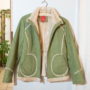 ESPRIT Green Suede & Faux Fur Jacket